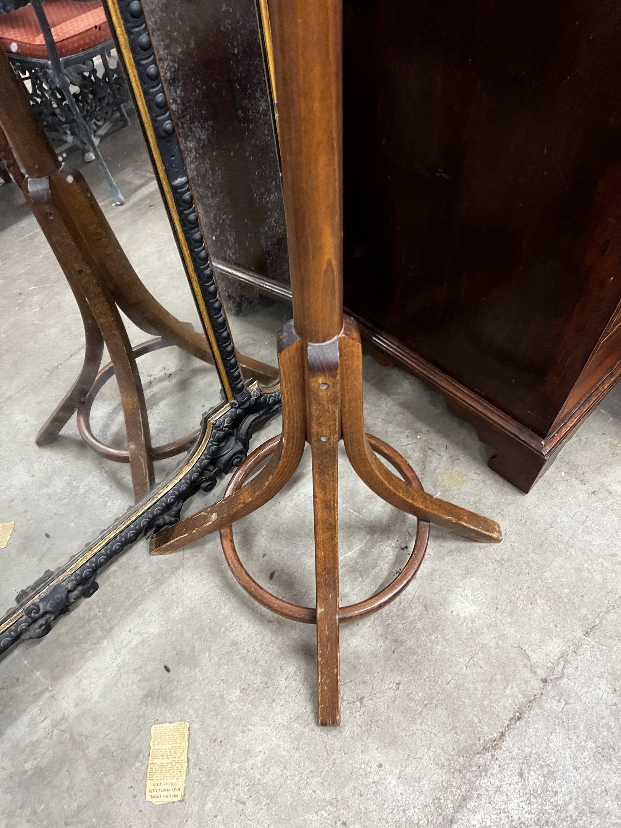 A beech Bentwood coat stand labelled Baumann, height 182cm